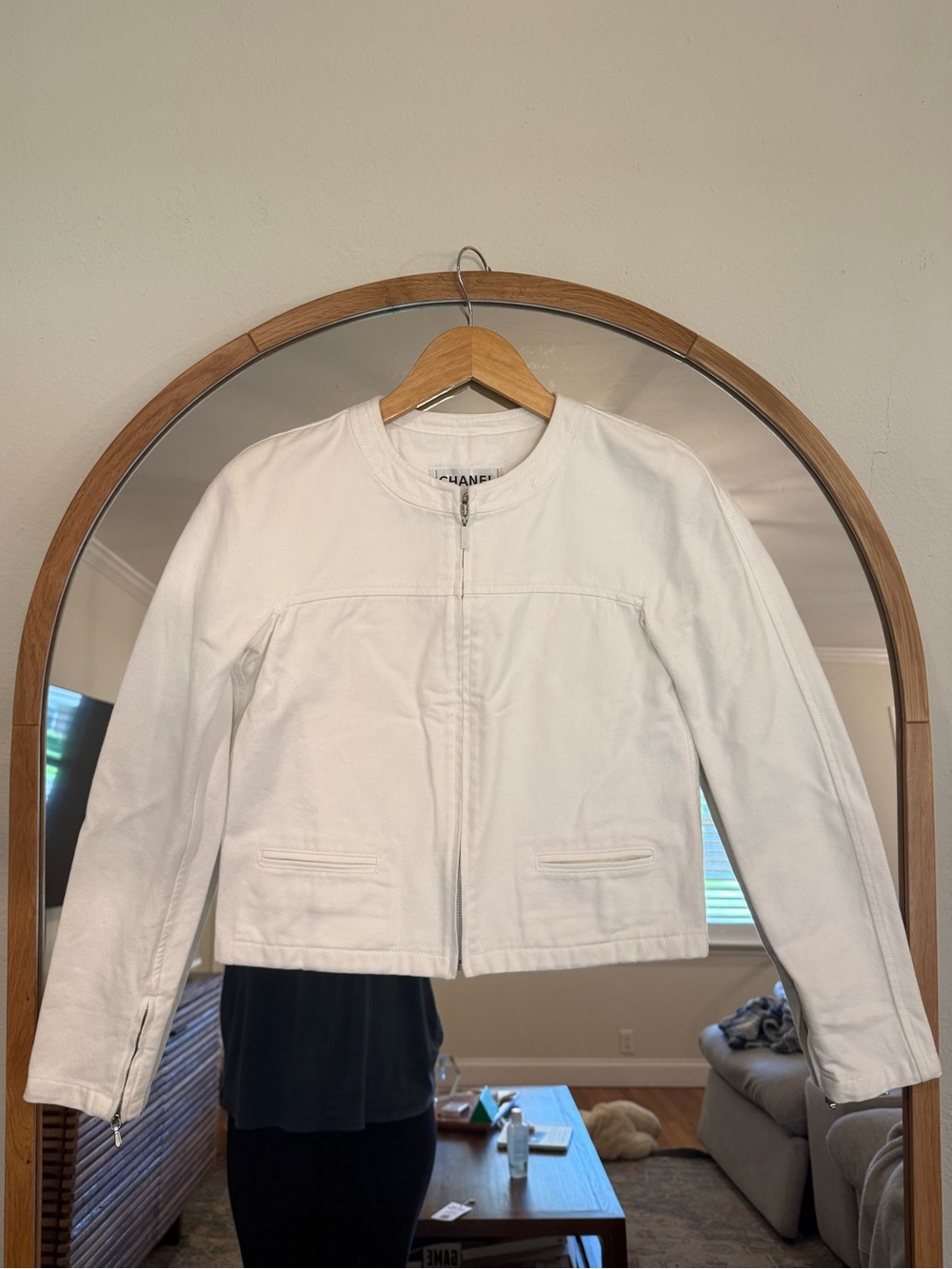 Vintage CHANEL 2003 Cropped Denim Zip Front Jacket